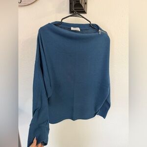 Kaileigh Off-the-Shoulder Knit Sweater - Teal Blue